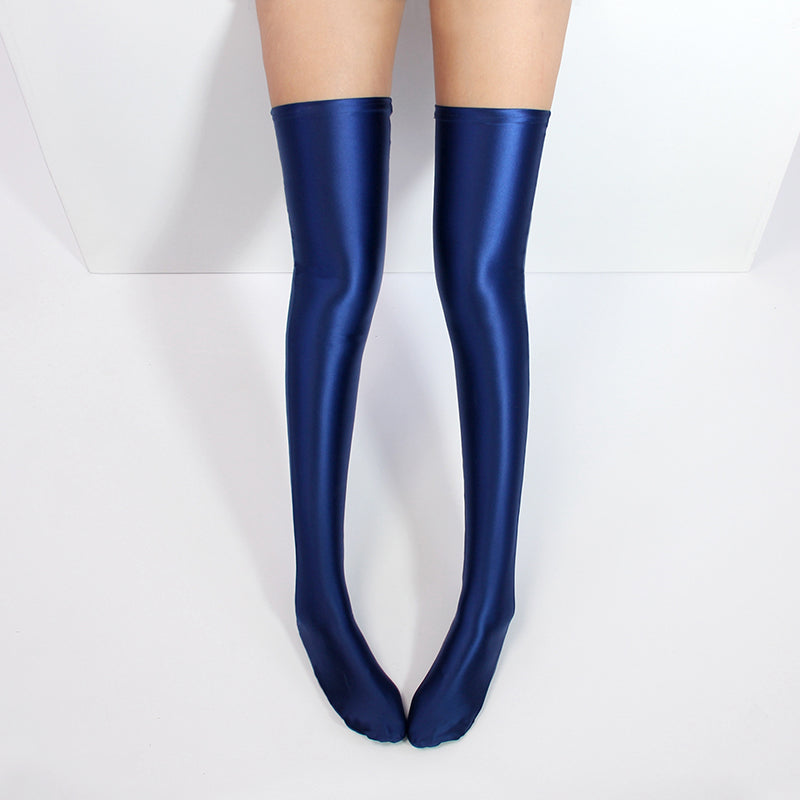 Beauty Shiny Silky Multicolor Japanese High Tube Half Knee Length Stockings