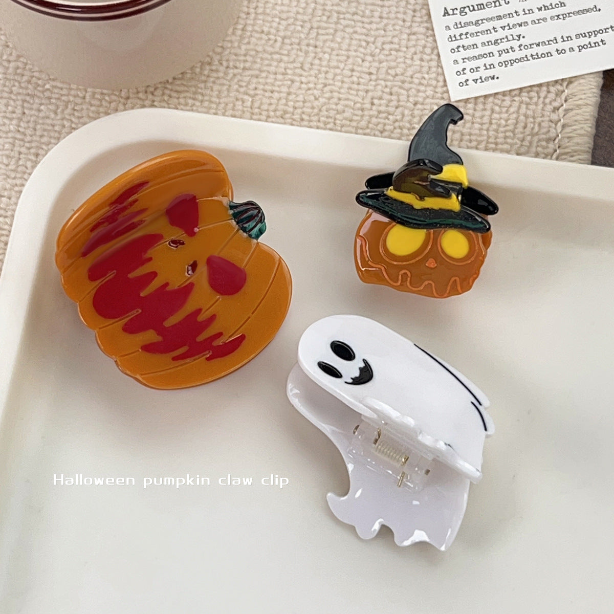 Funny Halloween Pumpkin Skull Acetate Hairpin
