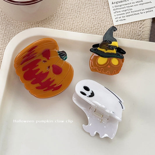 Funny Halloween Pumpkin Skull Acetate Hairpin