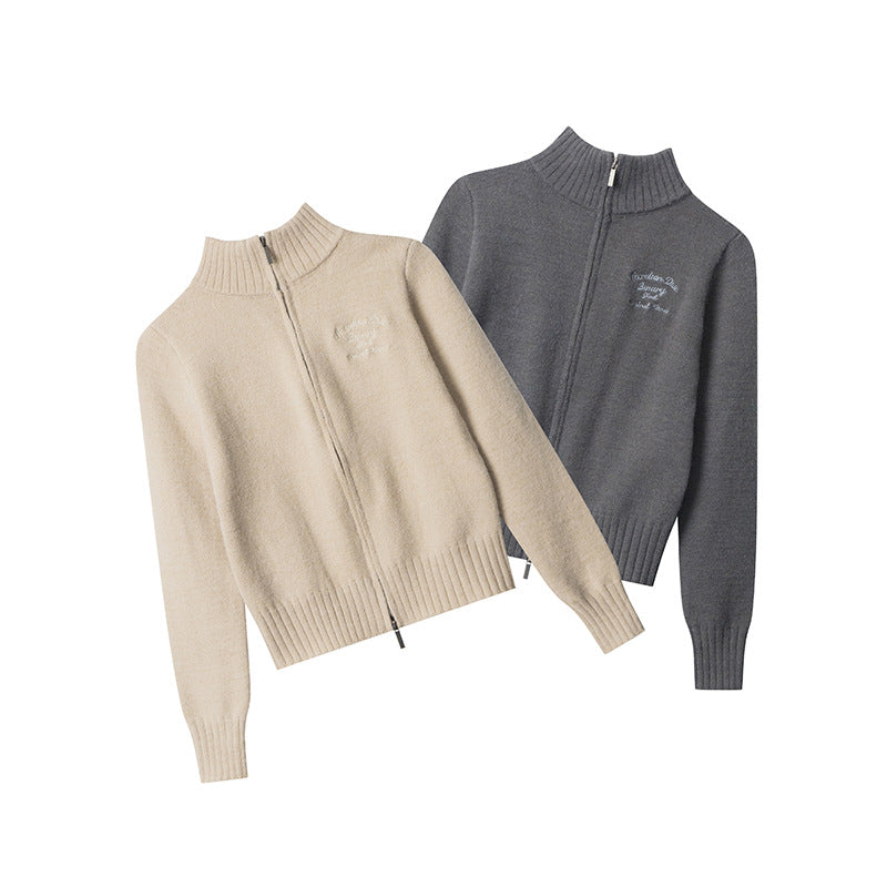 Short Hot Girl Letter Embroidery Solid Color Fashion Brand Sweater