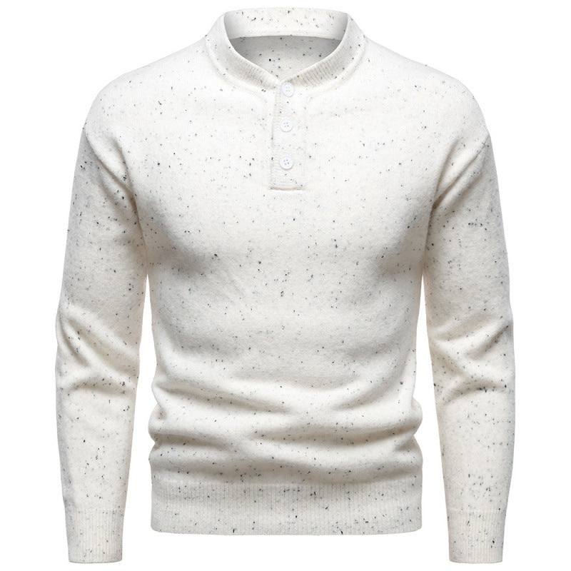 Henry Sweater til Mænd med Høj Krave og Snefnugprikket Design