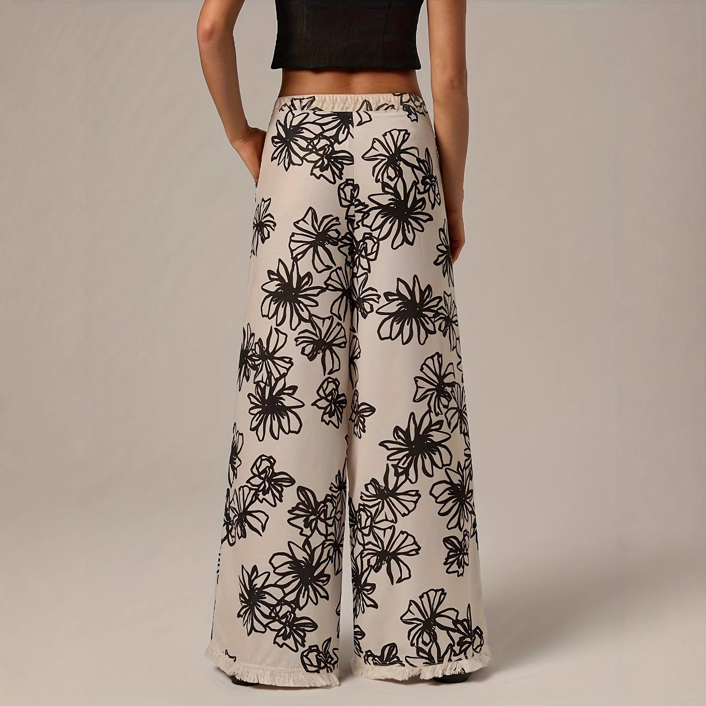 New Soft-style Elegant Wide-leg Pants With A Delicate Print