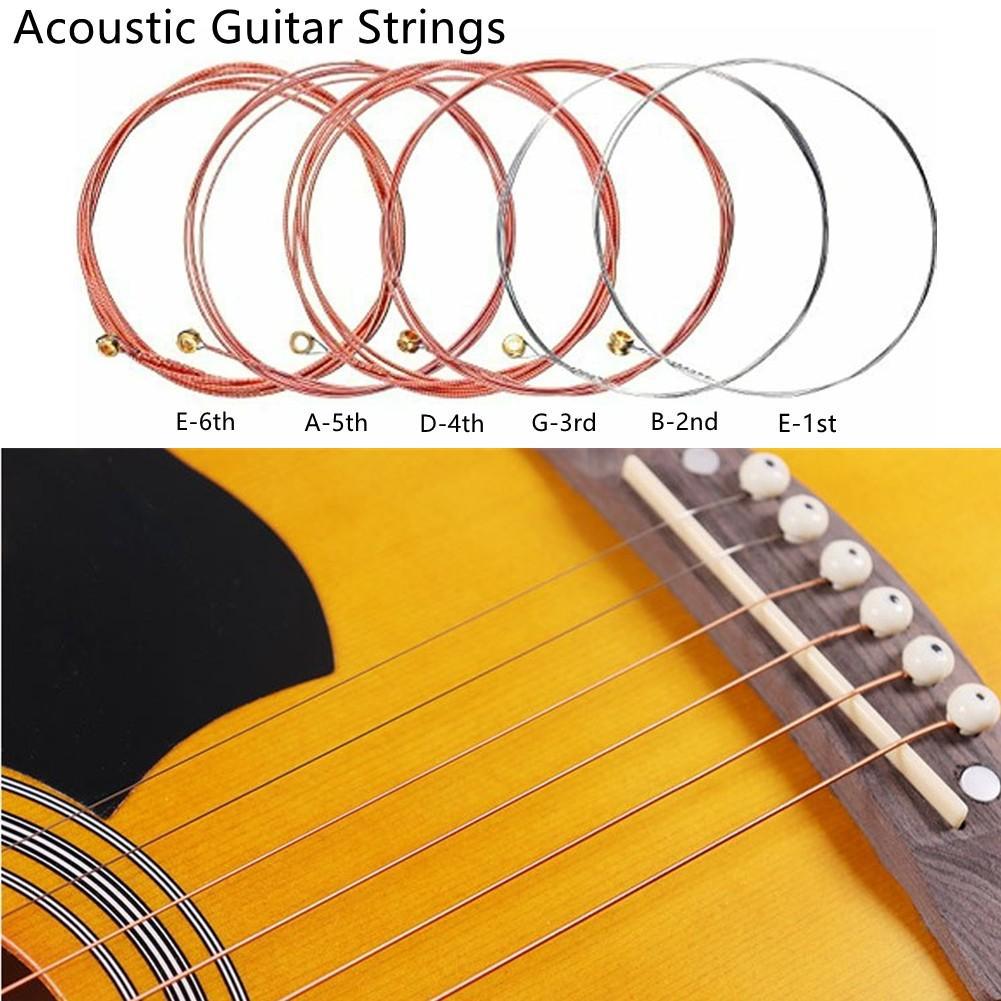 Guitarstreng Rød Kobberstreng Messingstreng Farvet Streng Belagt Streng Rustfri