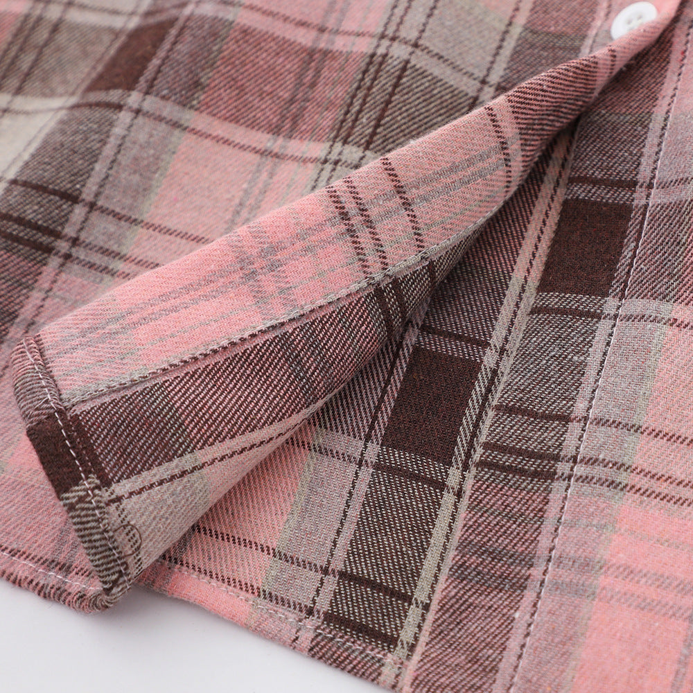 Plaid Shirt Men's Spring And Autumn Lapel Outer Tops