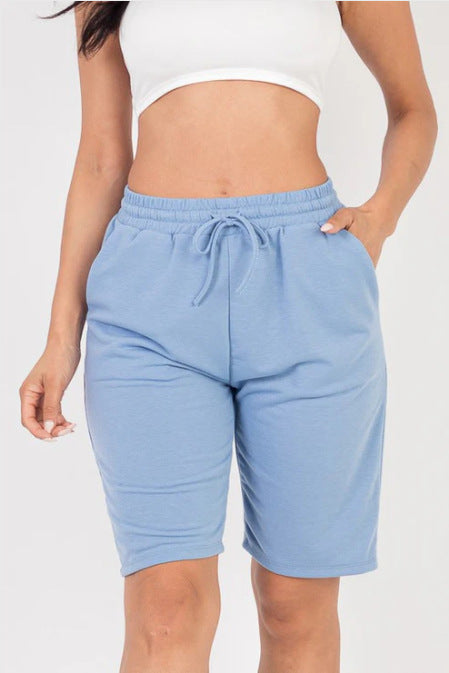 Womens High-waisted Drawstring Workout Shorts