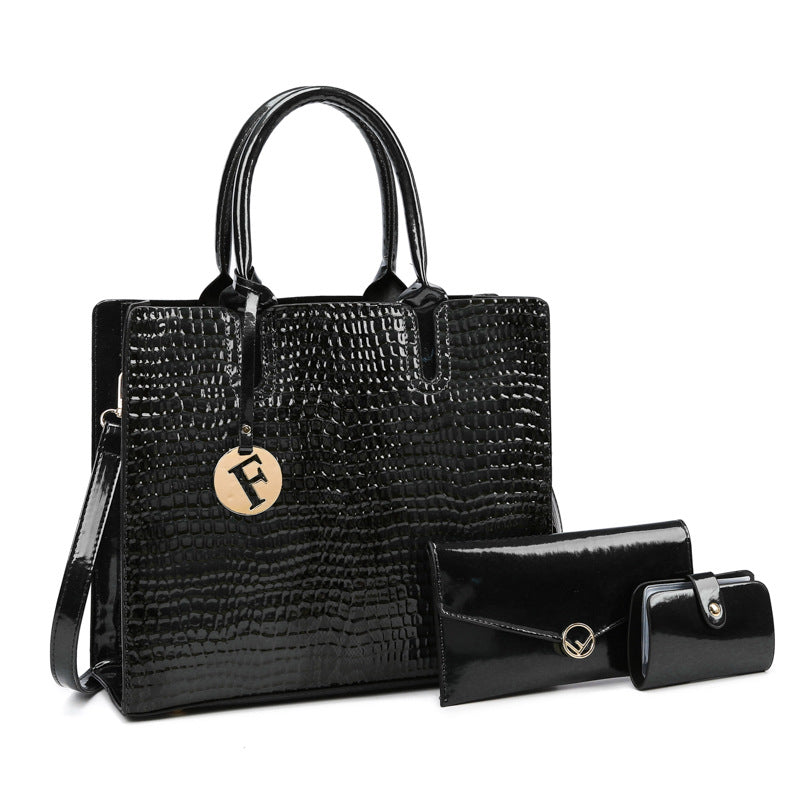 European And American Retro Women's Hand-held Crossbody Bag Three-piece Set