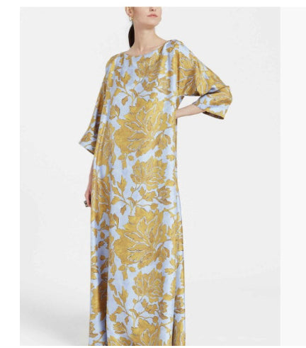 Floral-print Personalized Three-quarter-length Sleeve Dress