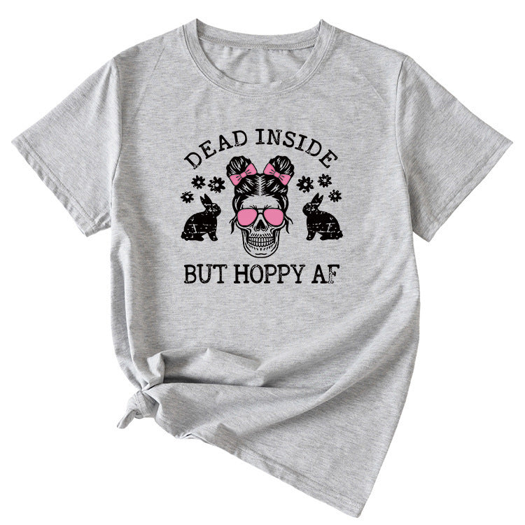 Skull Pattern Women's Summer Round Neck Short Sleeve