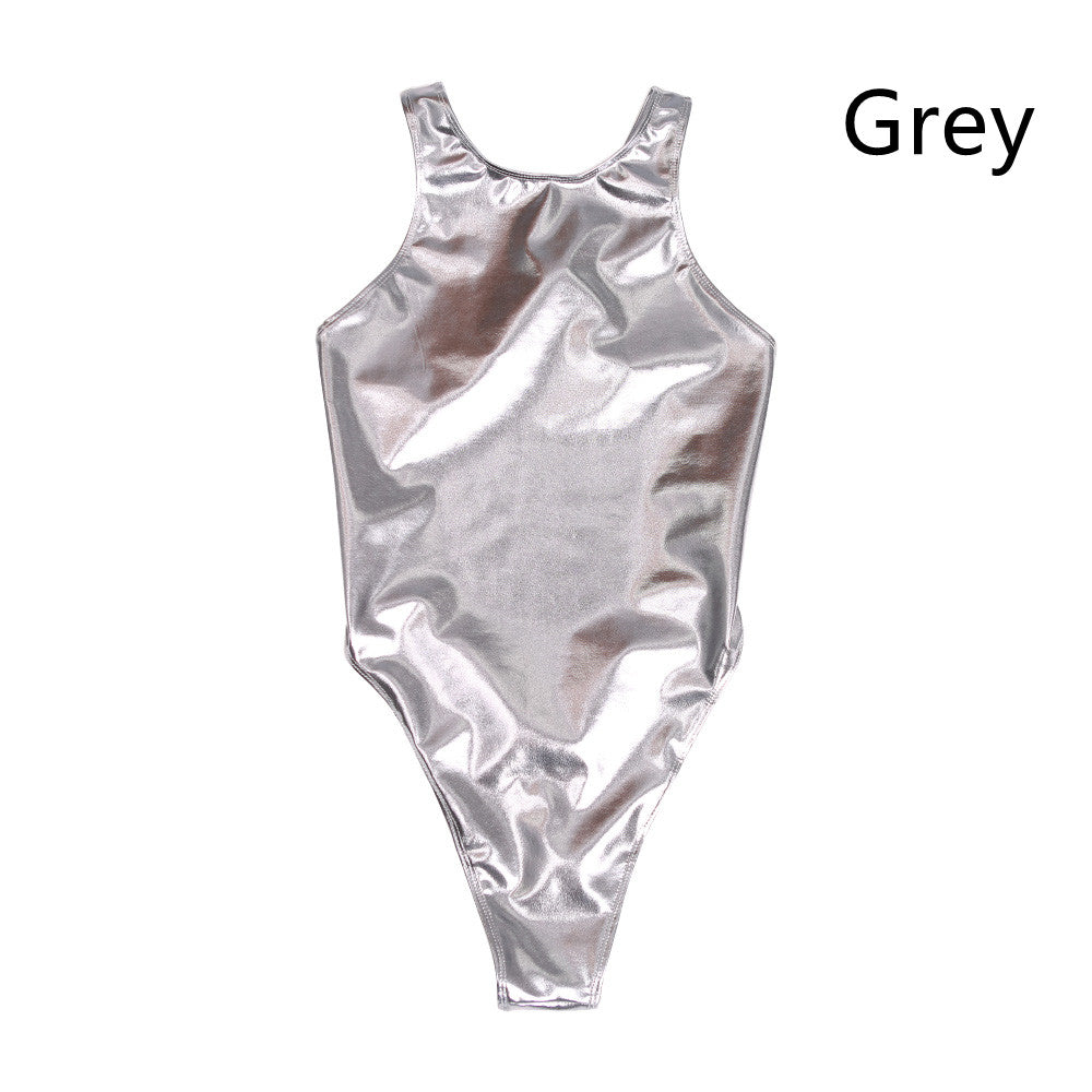 Women's Fashion Simple Solid Color Rubber Surface Bikini Swimsuit