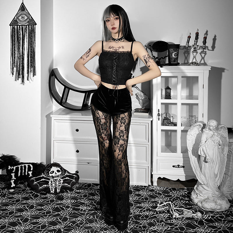 Women's New Casual Pants Perspective Lace Mesh Shorts