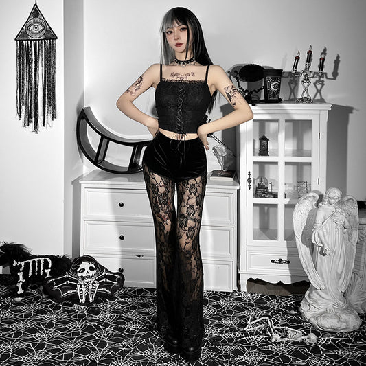 Women's New Casual Pants Perspective Lace Mesh Shorts