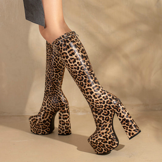 European And American Stretch Boots Waterproof Platform