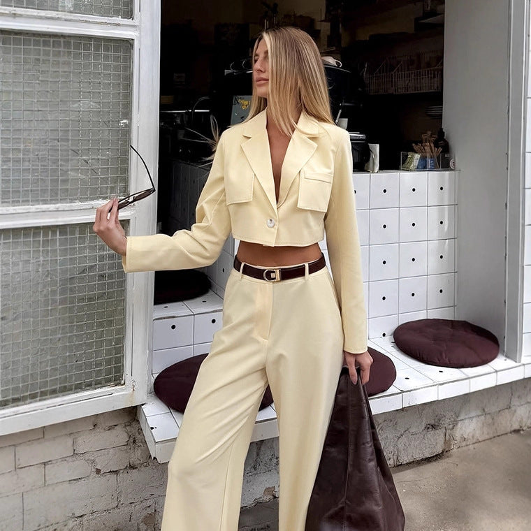 Design Sense Women's Suit Short Suit Collar Long Sleeve
