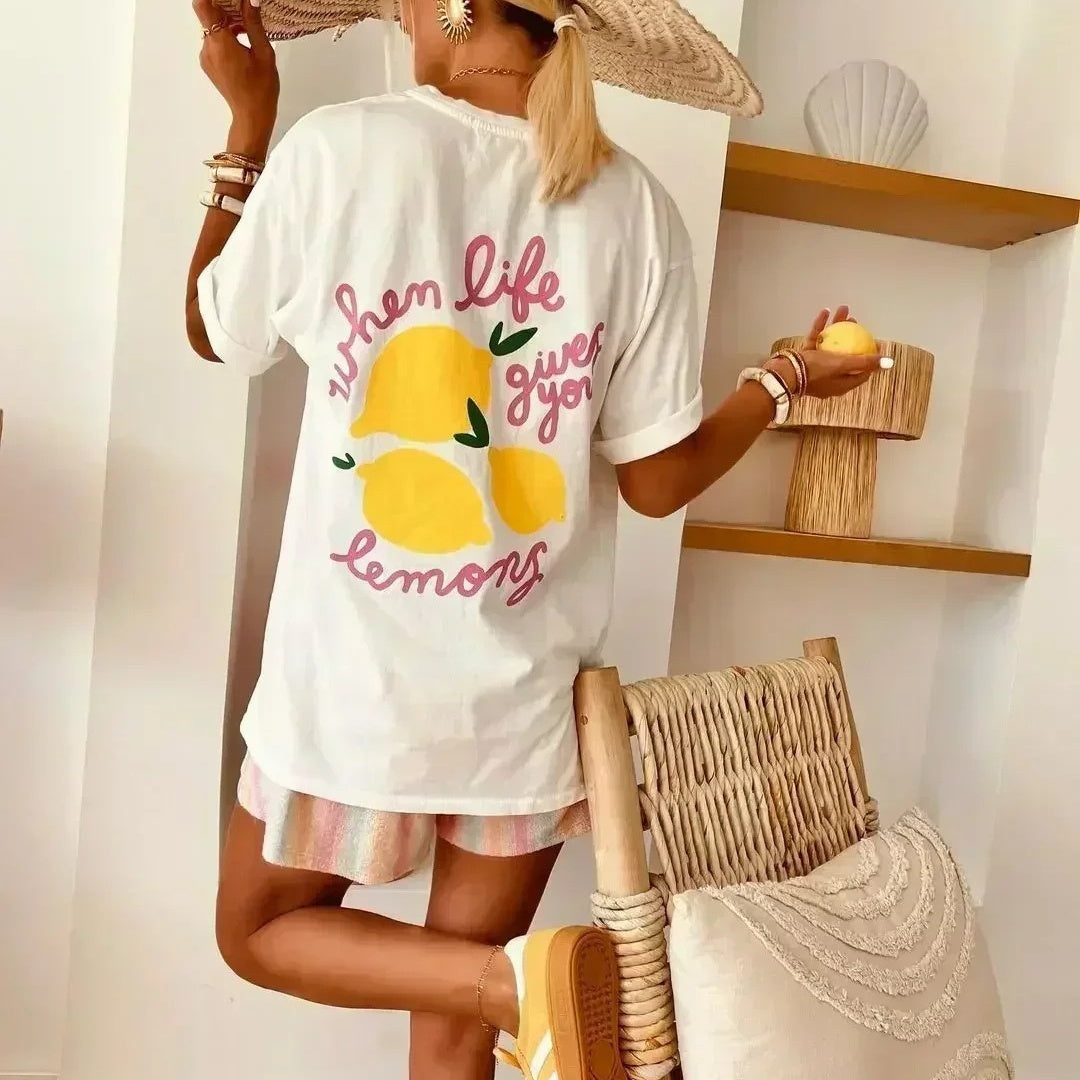 Women's Loose Printed Casual Short Sleeve