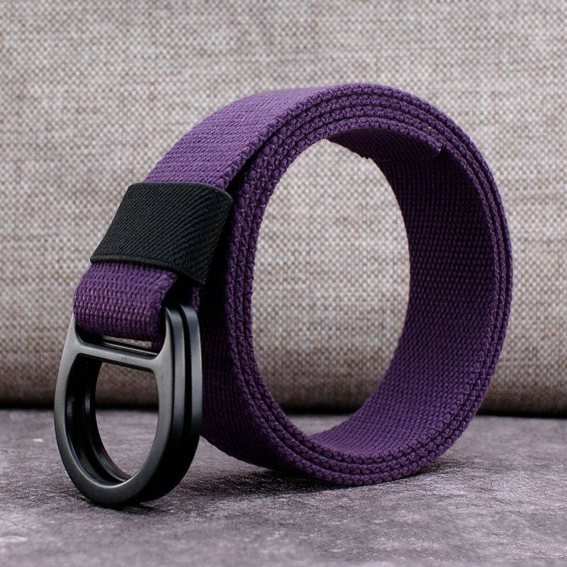 Men's Outdoor Leisure Canvas Belt Double Ring Buckle
