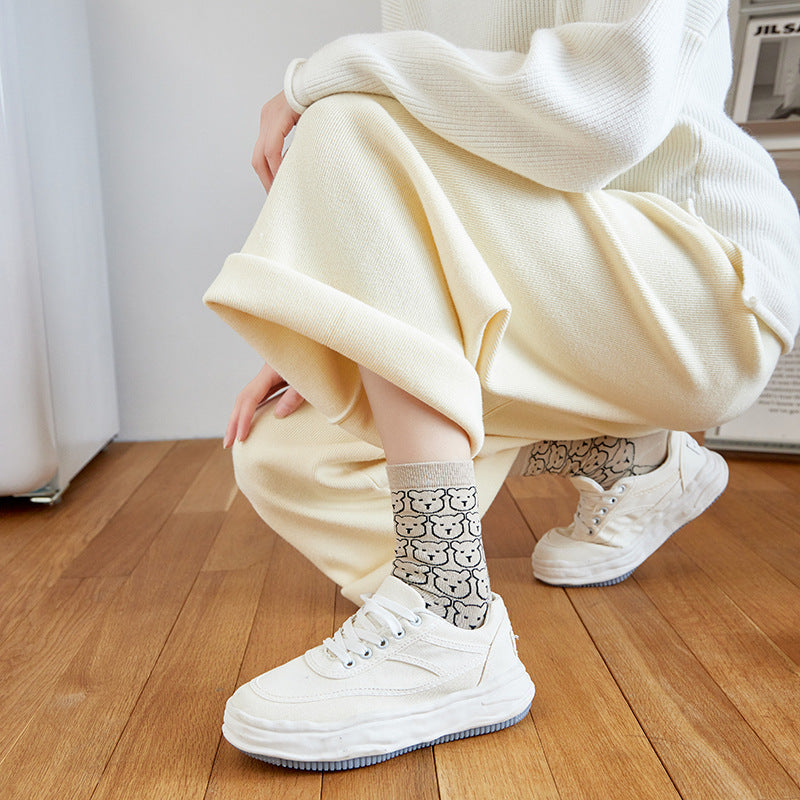 The New Cartoon Bear In The Tube Socks Women's Lace College Style
