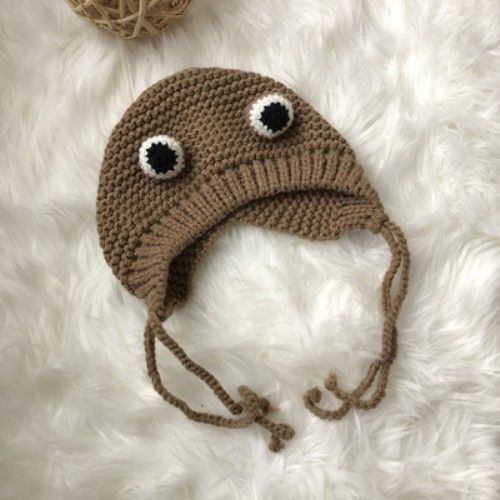 Cartoon Frog Wool Hat Sweet Children