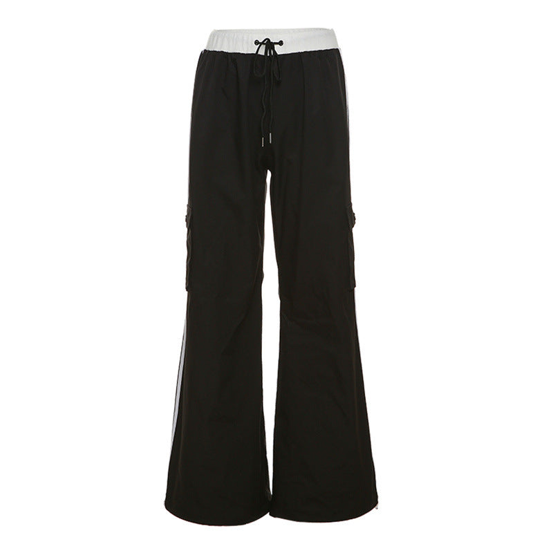 Women's High Waist Striped Ankle-tied Casual Pants