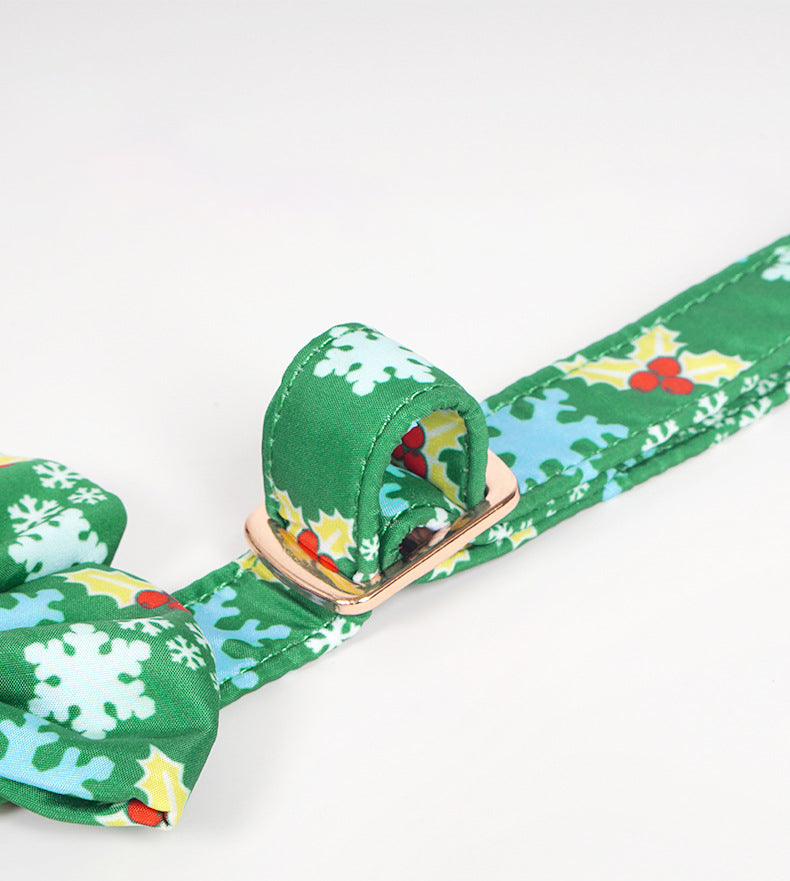 Pure Cotton Dog Necklace Christmas Flower Color Removable Bow Tie Pet Neck Ring