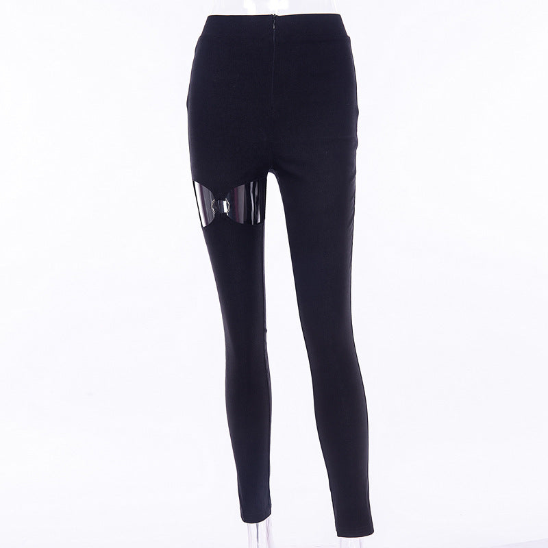 Women's Fashion Solid Color Slim Pencil Sexy Hollow Pants