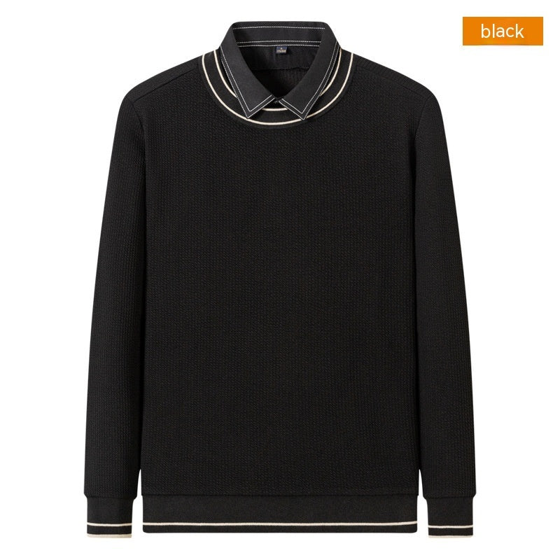 Men's False Two Pieces Velvet Padded Bottoming Shirt