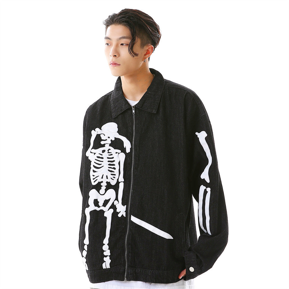 Men's Skull Embroidered Loose Jacket