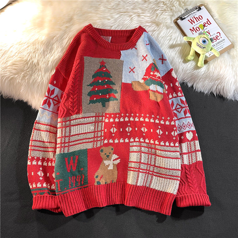 Sweater Herre Ins Trendy Rund Hals Japansk-inspireret Retro Hong Kong Stil