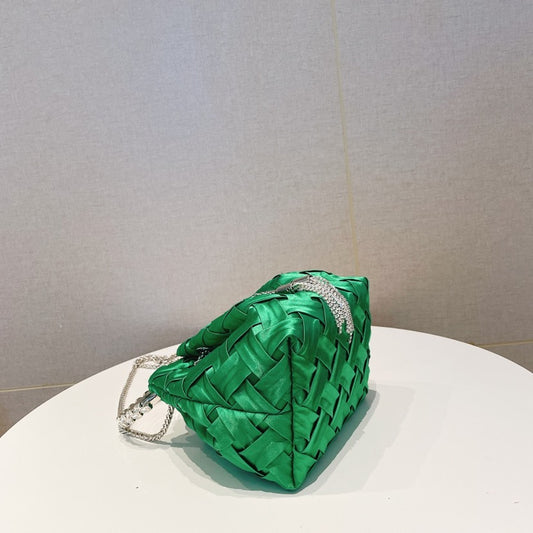 Rhinestone Ring Kæde Kvast Vævet Taske