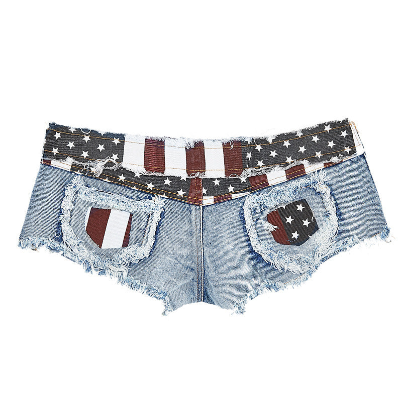 Night club women's sexy national flag low waist hole