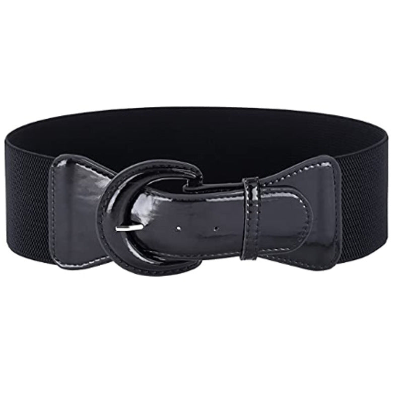 Women's Fashion Retro Solid Color Elastic Waistband