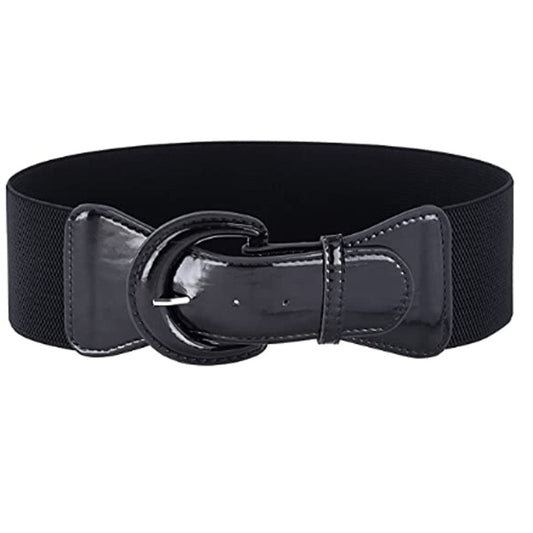 Women's Fashion Retro Solid Color Elastic Waistband