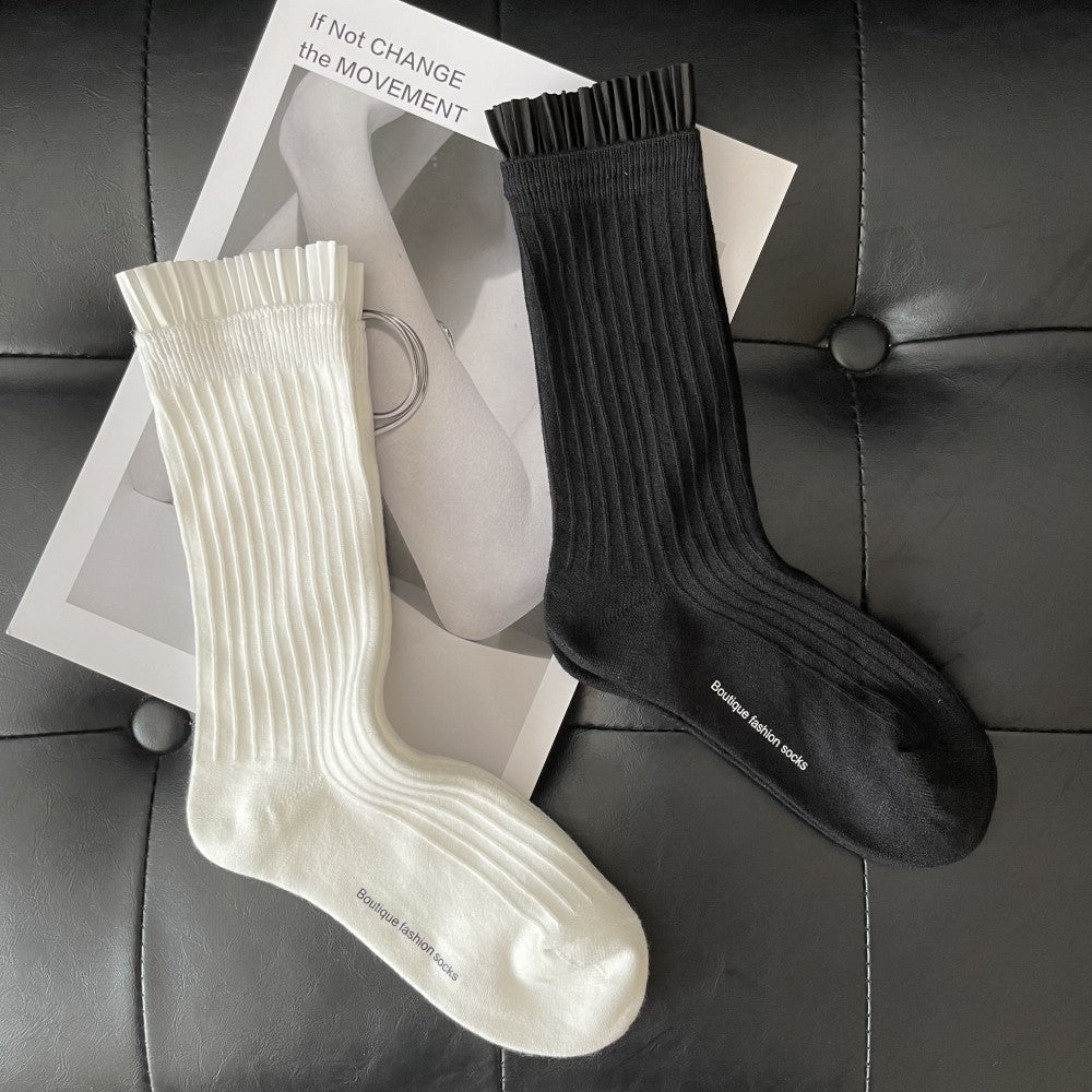 Mid-tube Japanese Miyake Style Autumn Pile Socks