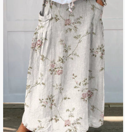 Independent Printed Skirt With Pockets