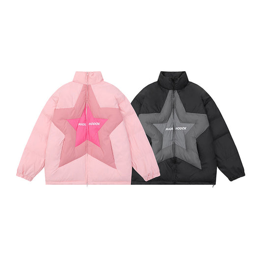 Corduroy Patchwork Stand-up Collar Men's And Women's Coats
