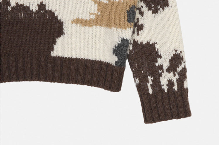Men's Trendy Japanese Jacquard Loose Round Neck Sweater