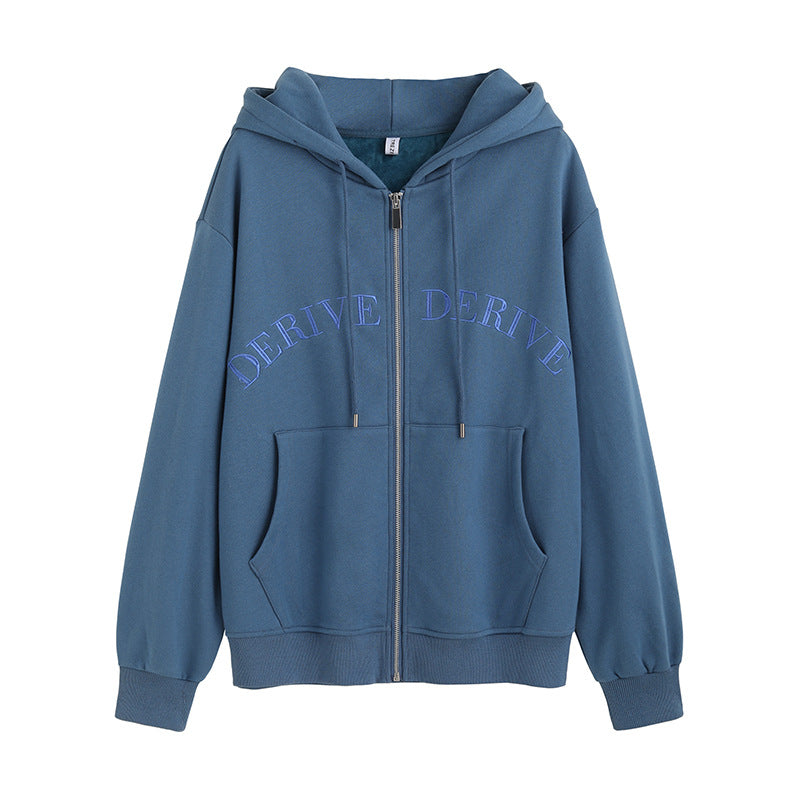 Women's Fashion Loose Cotton Korean Letter Embroidered Coat