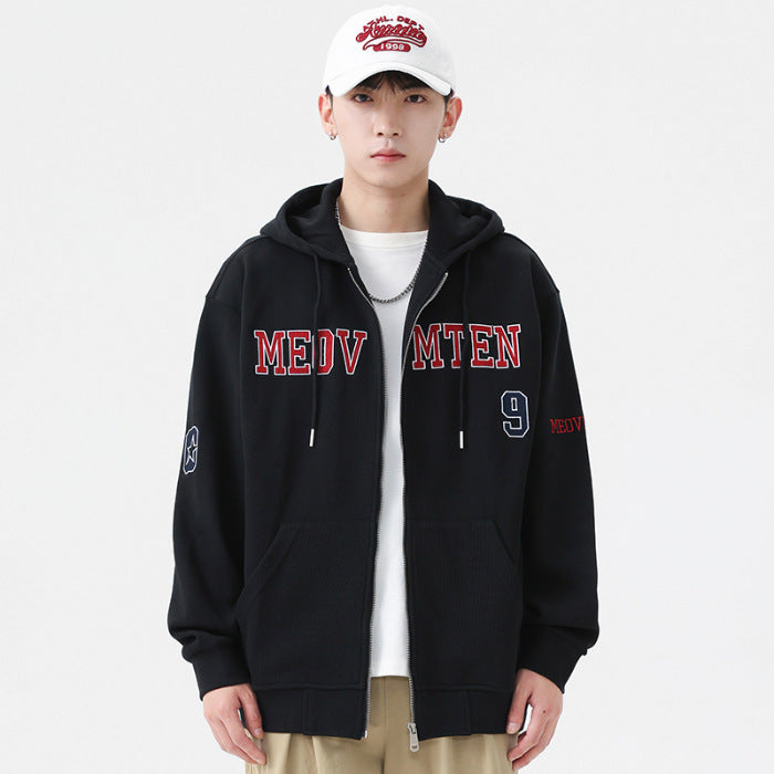 American-style Heavy Zipper Cardigan Hooded Bathroom
