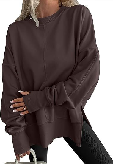 Moderne afslappet rundhalset pullover løs sport langærmet sweater