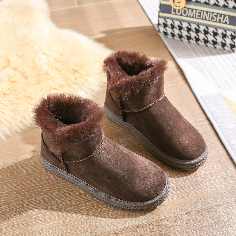 Women's Shallow Mouth Plus Velvet Short Snow Boots