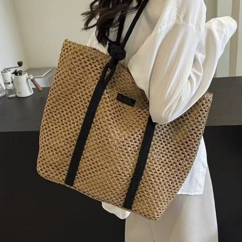 Commuter Large Capacity One-shoulder Knitted Beach Bag