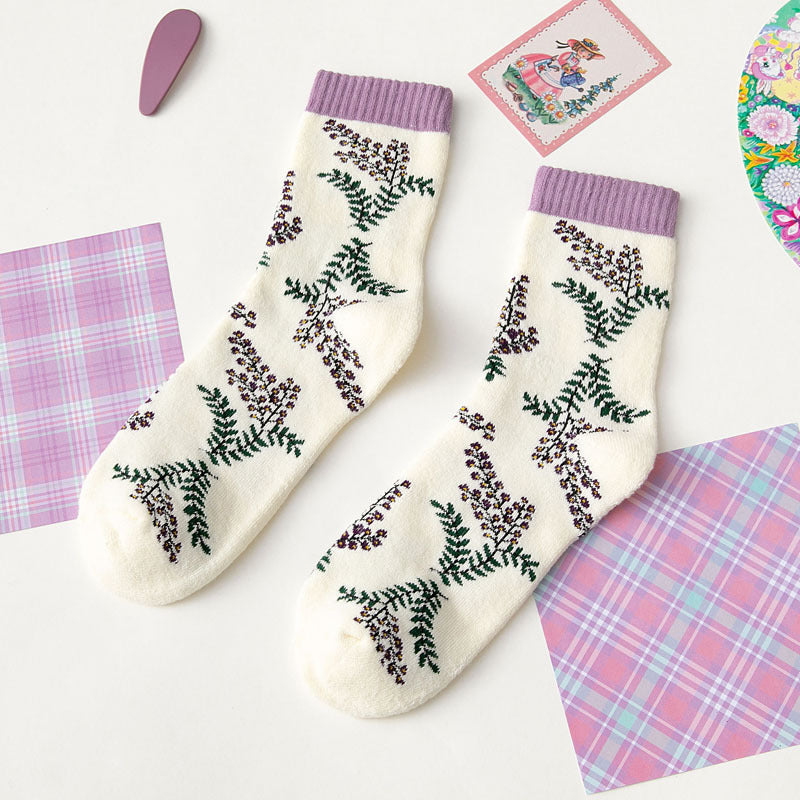Female Female Middle Tube Cartoon Extra Thick Warm-keeping Socks