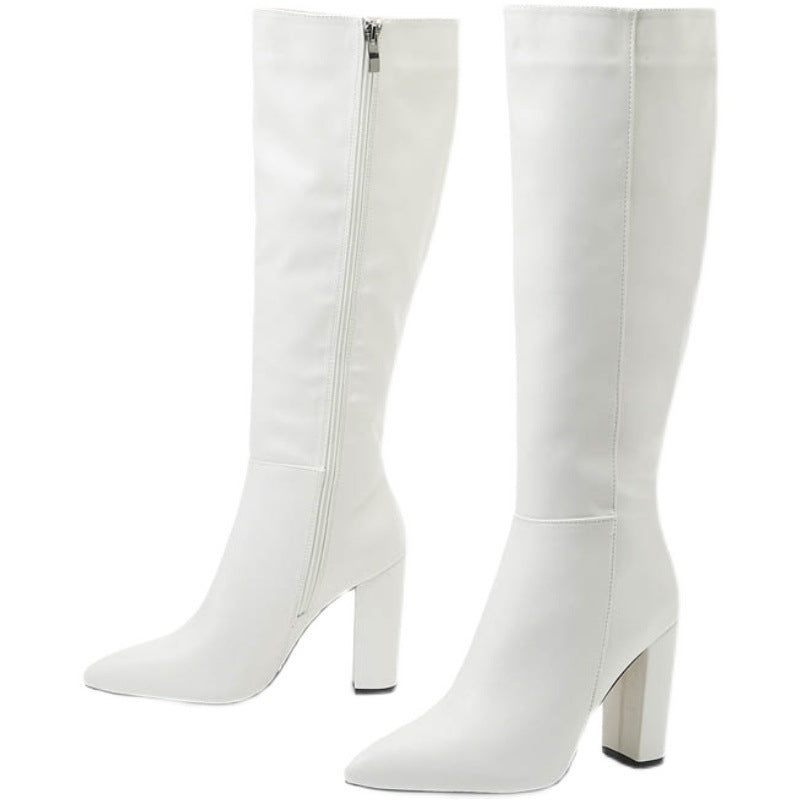 Fashionable Women's Boots With Side Zipper And Pointed Toe