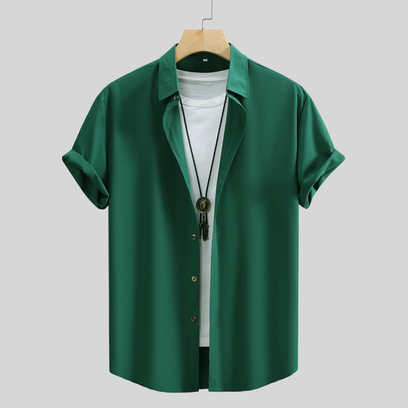 Men's Short-sleeved Shirt Solid Color Summer