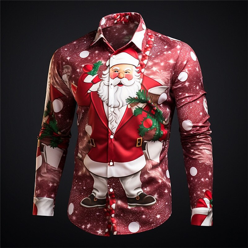 Christmas Element Men's Lapel Casual Shirt