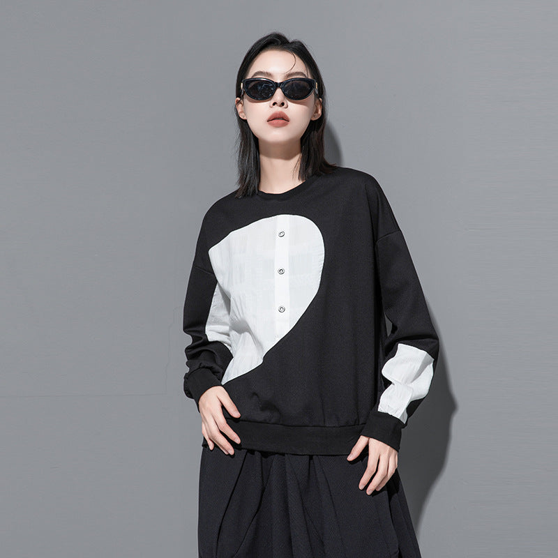 Splicing Semicircle Dark Series Loose-fitting Slim-fit Pullover