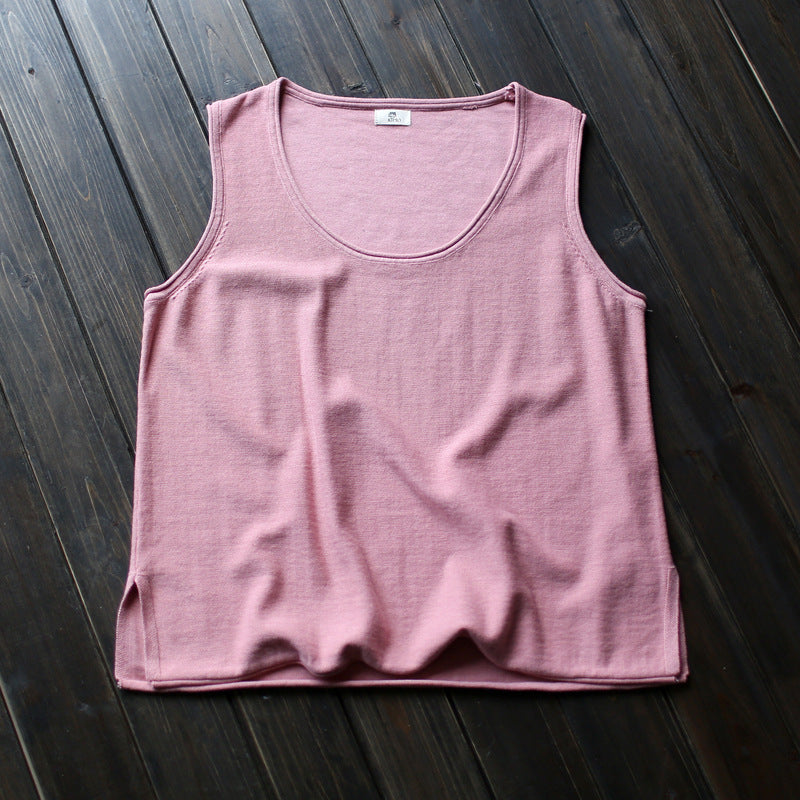 Round Neck Women's Loose Artistic Curling Distressed Vest