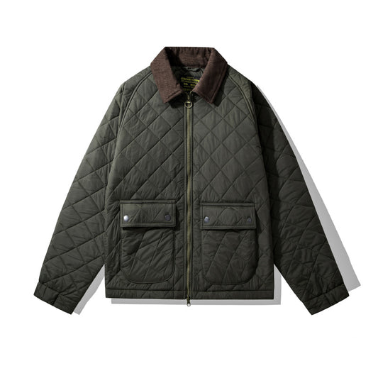 Corduroy Jacket Rhombus Plaid Cotton-padded Jacket Cotton-padded Coat
