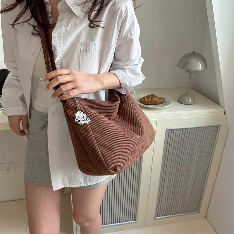 Large-capacity Crossbody Bag Korean Style Fashion Commuter Backpack Corduroy Class Bag