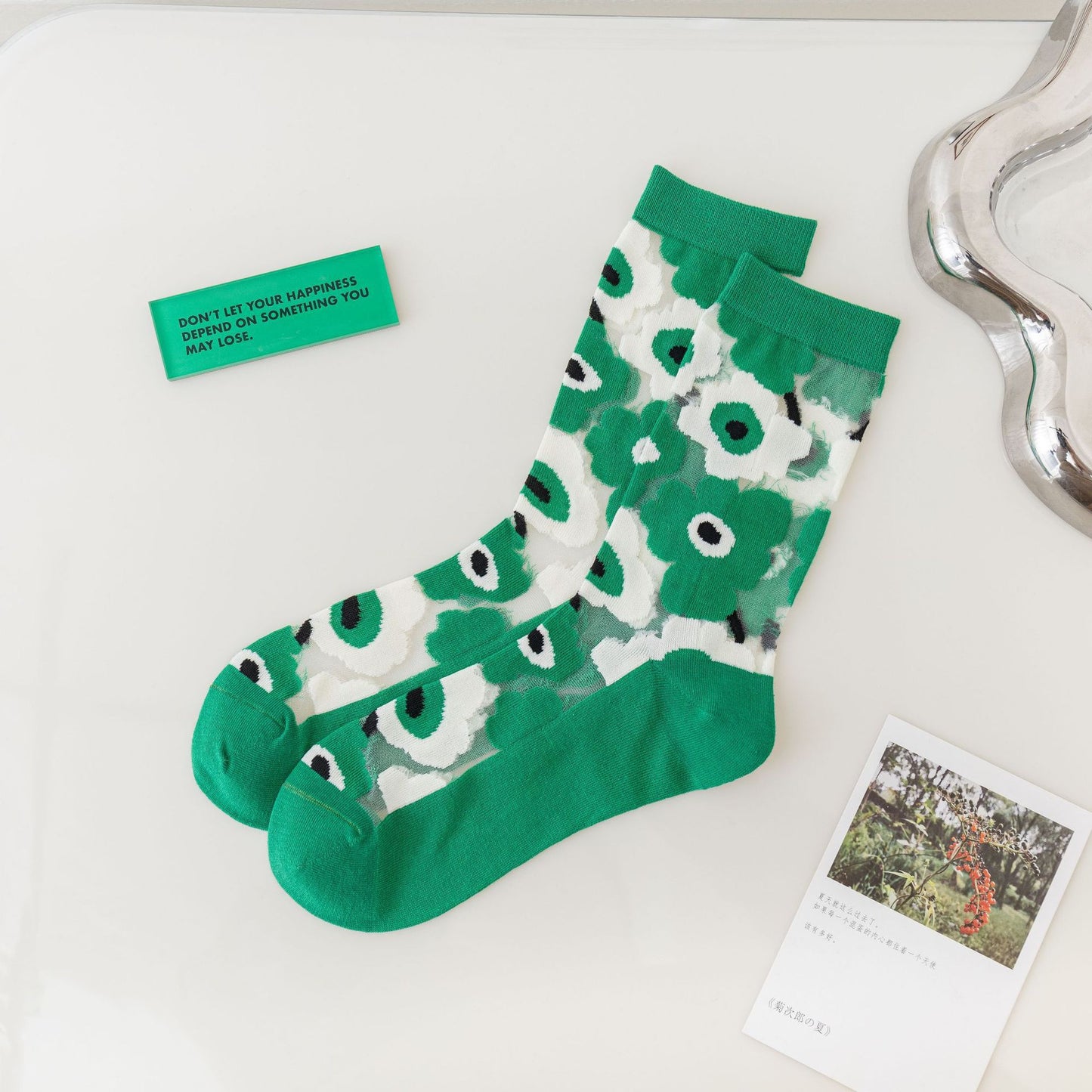 Women's Mid Tube Socks Trendy Green Breathable