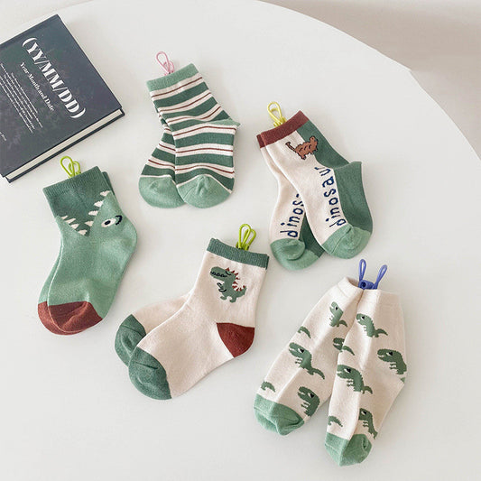 Children's New Cotton Cartoon Korean Alphabet Dinosaur Socks